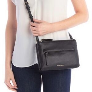 VINCE CAMUTO Gally Black Leather Crossbody Shoulder Bag